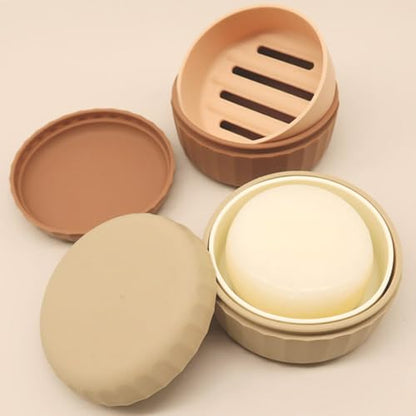 Silicone Travel Soap Box with Lid Draining Soap Container for Shower Compact Travel Soap Case Leak-Proof Design for Camping, Hiking, Gym & Outdoor Use Keeps Soap Dry & Hygienic (Cannoli Cream) - color: Cannoli Cream