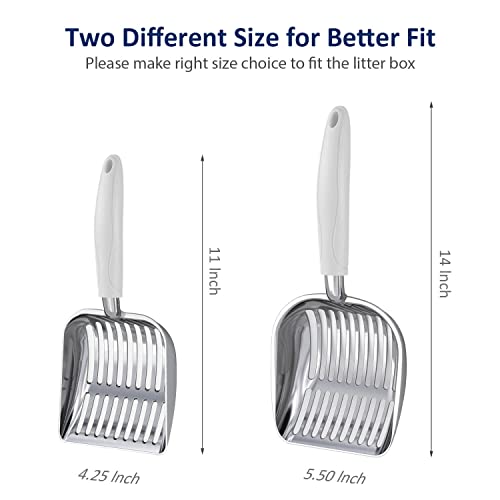 WePet Cat Litter Scoop, Aluminum Alloy Sifter, Kitty Metal Scooper, Deep Shovel, Long Handle, Poop Sifting, Kitten Pooper Lifter, Durable, Heavy Duty, for Litter Box - color: POLISHED Aluminum \ #05 Grey Handle, size: Small