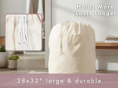 PurpleEssences Laundry Bag Durable Clothes Drawstring Bag Machine Washable Travel Laundry Organizer for Dorm, College, Hamper - Set of 4, 28 x 32 Inch, Laundry Liner Bag - Natural - size: 28 x 32 Laundry Liner Bag
