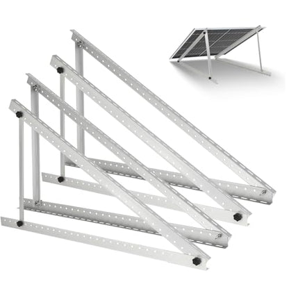 2 Sets Solar Panel Mount Brackets, 45inch Solar Panel Stands for Ground Roof RV Boat Off-Grid Camper, 0 to 90° Adjustable Photovoltaics Mounting Kit with Foldable Tilt Legs, for 2-4pcs 150-600 Watt - size: 45in-2 set