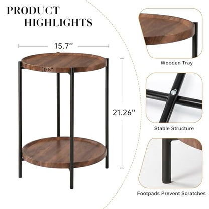 danpinera 2-Tier End Table - color: Walnut