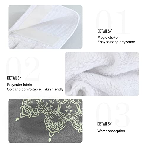 Vnurnrn Hand Towels for Kitchen 2 Pcs Hanging Kitchen Towels Set，Soft Absorbent Tea Bar Dish Cloths Bath Towel for Bathroom Laundry Room (Elegant Mandala) - color: Elegant Mandala