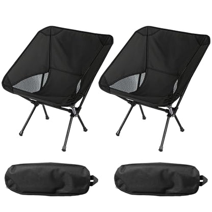 Wind Tour Portable Camping Chair Foldable Outdoor Chair for Hiking Camp Backpacking Lawn Beach Fishing Picnic with Carry Bag (Black-2) - color: Black-2