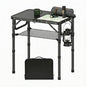 YihuiKo Small Folding Camping Table with Storage Net, 3 Adjustable Heights Foldable Table Lightweight & Portable with Carry Handle for Outdoor Indoor, Pure Black - size: 16"D x 24"W x 27.5"H, style: Pure Black