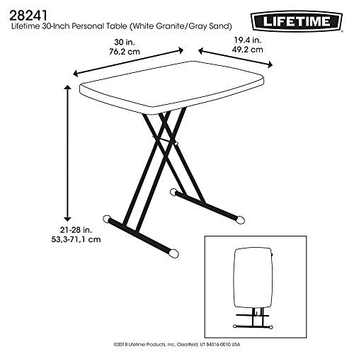 Lifetime 28241 Adjustable Folding Laptop Table TV Tray, 30 Inch, White Granite - color: White Granite, size: 30 Inch