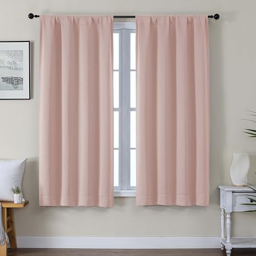 Gwine Valentine's Day Blackout Curtains for Living Room 63 Inch Long, Thermal Insulated Window Treatment Black Out Curtains for Bedroom Decor with Rod Pocket, Each 40" Wx63 L, Blush Pink, 2PCS - color: Blush Pink, size: 40"W x 63"L (Pack of 2)