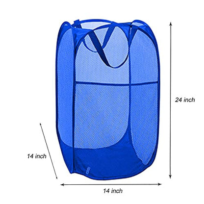 Larpur Mesh Laundry Basket, Pop up Laundry Hamper with Handles, Collapsible Clothes Basket for Travel, College, Dorm, Royal Blue - color: Royal Blue