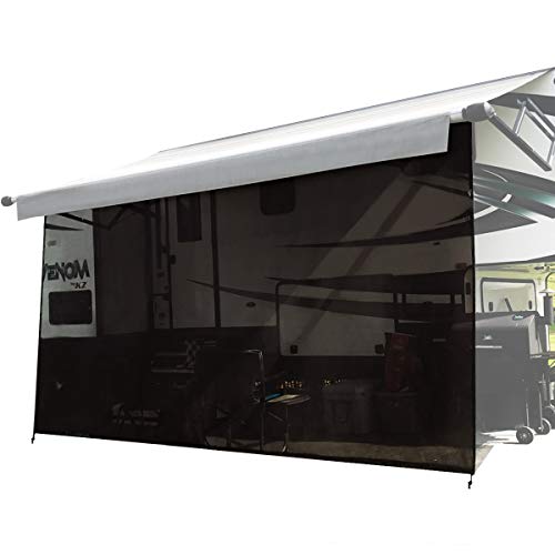 Shadeidea RV Sun Shade Screen for RV Awning - 9' X 17' 5'' (fit for 18' Awning) Black Mesh Sunshade Motorhome Camping Trailer UV Sunblocker Canopy Sunscreen - 3 Year Warranty - size: 9' 0'' x 17' 5'' -Actual Measurement
