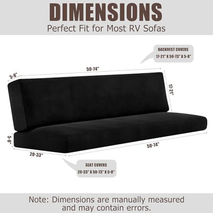 2 Piece RV Couch Covers for Sofa Bed, Stretch Elastic Camper Slipcover for RV Jackknife Sofa Bed, Washable Anti-Slip Furniture Protector, Pet Friendly & Wrinkle Free (Black) - color: Black