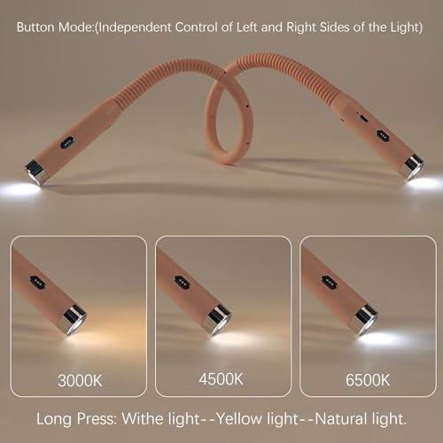 LED Neck Reading Light, 3-Color & 3-Brightness Adjustable Bendable Neck Light, USB Rechargeable Book Light for Reading in Bed, Knitting, Crochet, Camping, Working, Book Lovers Gifts (Black) - color: Black