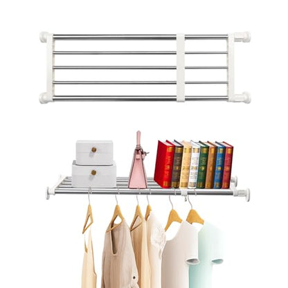 BAOYOUNI Closet Tension Shelf Rod Heavy Duty Wardrobe Organizer Adjustable Storage Shelves Rack DIY Closet Dividers Separators for Kitchen Bathroom Bedroom Garage, 19.69-31.5 Inches - size: (19.69-31.50) IN
