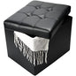 Bsketa Storage Ottoman, Folding Foot Stool with Thicker Foam Padded Seat Small Leather Storage Ottoman Bench Foot Rest for Living Room Foldable Coffee Table 17x13x13in,Black - color: Black