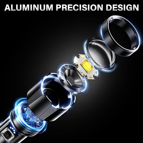 AKNEAR Rechargeable LED Flashlight High Lumens, Super Bright Flashlights with Zoomable & USB C Rechargeable & 5 Light Mode & Waterproof, Powerful Flash Light for Home, Hiking (Digital Display, 3 Pack) - size: 3 Pack, style: Digital Display