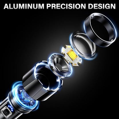 AKNEAR Rechargeable LED Flashlight High Lumens, Super Bright Flashlights with Zoomable & USB C Rechargeable & 5 Light Mode & Waterproof, Powerful Flash Light for Home, Hiking (Digital Display, 3 Pack) - size: 3 Pack, style: Digital Display