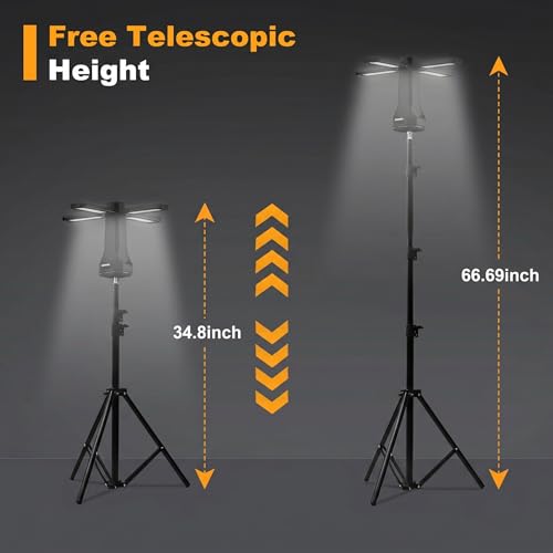 16000mAh Telescopic Camping Light, Rechargeable LED Lantern with Tripod Stand, Portable Flashlight & Power Bank, 300° Rotatable Dimmable Tent Light, Magnetic Base & SOS for Hiking, Fishing, Camping