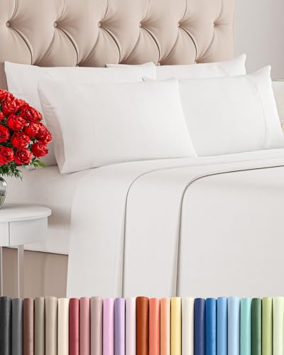 Full 6 Piece Sheet Set - Comfy Breathable & Cooling - Ultra Soft Hotel Luxury Bedding Set w/ 8-16 Inch Deep Pockets - 1 Flat & 1 Fitted Sheet & 4 Pillowcases - Wrinkle Free & Easy Care - Antique White - color: 02 - Antique White, size: Full