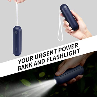 JISULIFE Portable Handheld Fan, Mini Personal 3-In-1 with Power Bank&Flashlight, 12-19 Hrs USB Rechargeable Battery Pocket Fan for Travel/Summer/Vacation/Concert, Essential Gifts for Men/Women-Blue - color: Blue