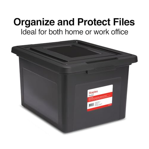 STAPLES File Box Plastic File Box Snap, Letter/Legal Size, Black, 2/Pack - color: Black, size: 2 Pack, style: Box (Snap Lid)
