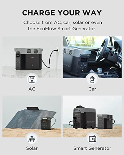 EF ECOFLOW Portable Power Station DELTA2 with Smart Extra Battery, Expand Capacity from 1024Wh to 2048Wh, Solar Generator for Home Backup, Emergency, Outdoor Camping - style: DELTA 2 with Extra Battery