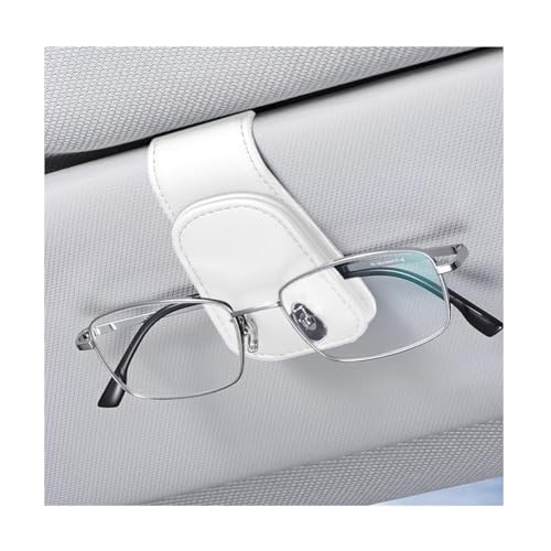 zipelo Sunglasses Holder for Car Sun Visor, Vehicle Magnetic Leather Eyeglass Hanger, Sun Glasses Mount Clip on Visors, Ticket Card Cash Organizer, Auto Interior Accessories (White, 1 PCS) - color: White, size: 1 PCS
