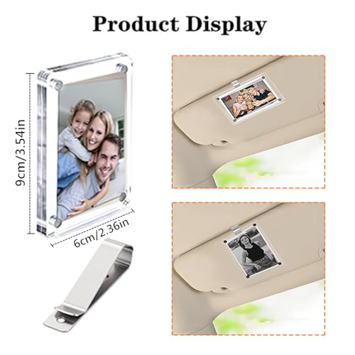 2 Pack Car Picture Holder, Magnetic Sun Visor Clip, Personalized Photo Accessory, Car Visor Clip Photo,Personalized Picture Fram