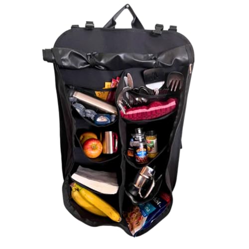Tire Table Camp Organizer Hanging Storage Bag | 8 Large Pockets | Weatherproof Cover | Heavy-Duty Polyester Cordura Construction | Compact & Adjustable | 28.5" x 21.5" x 6"-10"
