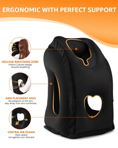 Sunany Travel Pillow, Inflatable Neck Pillow Used for Airplanes/Cars/Buses/Trains/Office Napping with Eye Mask/Earplugs (Balck) - color: Black