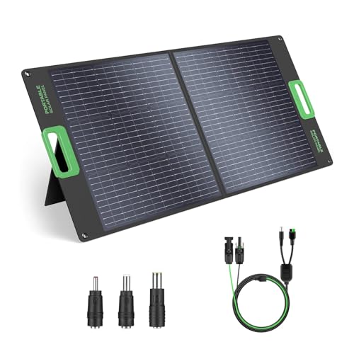 100W Portable Solar Panel for Power Station Generator, 20V Foldable Solar Cell Solar Charger with High-Efficiency Battery Charger for Outdoor Camping Van RV Trip - color: Black