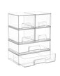 Vtopmart Stackable Storage Drawers Set of 6, Clear Plastic Organizer Bins for Bathroom Supplies, Ideal for Cabinet,Shelf, Pantry, Laundry Room Organization - style: 4 Small+2 Wide