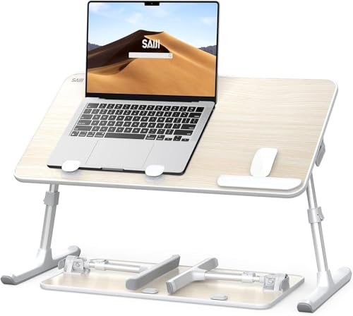 Laptop Desk for Bed, SAIJI Lap Desks Bed Trays for Eating Writing, Adjustable Computer Laptop Stand, Foldable Lap Table in Sofa and Couch（20.5x11.8 Teak - color: Teak, size: 20.5×11.8In
