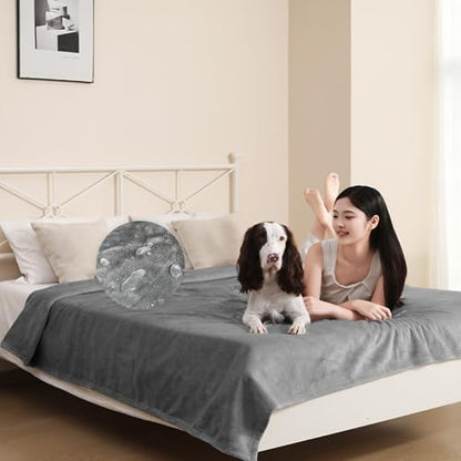 Waterproof Bed Blanket, Waterproof Pet Blanket, Double-Sided Flannel Waterproof Leak-Proof Spill-Proof Cover Blanket for Dogs and Cats, Home Protection Cover, Camping and Travel(30"×40", Grey)