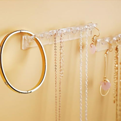 Jewelry Hanging Hooks 6Pcs Plastic Wall Hanger Jewelry Display Rack Multipurpose Adhesive Paste(6Pcs,Transparent)