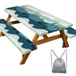 Picnic Table Cover with Bench Covers Camping Essentials Waterproof Windproof Camping Tablecloth with Drawstring Bag, Fitted Rectangle Tables and Seats, 72in, Green Blue - color: Green Blue, size: 72in