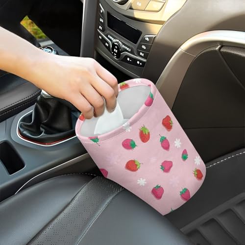Renewold Car Trash Can for Most SUV Sedan Truck Van Car Trash Bag Bin Pink Red Strawberry Hanging Automotive Garbage Cans Vehicle Trash Storage Bag for Camping Picnic Trip Beach Waterproof - color: Pink Red Strawberry