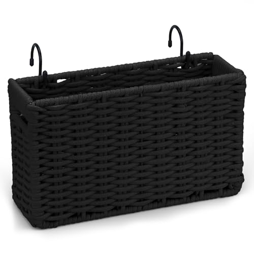 Cotton Rope Woven Bedside Caddy for Dorm Bed, Foldable Bedside Shelf Bunk Bed Accessories, College Dorm Room Essentials Hanging Organizers Storage Basket, Room Decor Magazine File Holder (Black) - color: Black