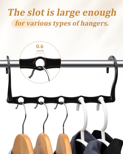 AMKUFO Hangers-Space-Saving 8 Pack Space-Saver, College-Dorm-Room-Essentials for Guys Girls, Smart Hangers for Bedroom Apartment Essentials, Black Plastic Magic Hangers House Organization Must Haves - size: 8 Pack
