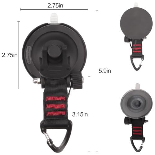 Heavy Duty Suction Cup Hooks, Car Camping Essentials Tie Down Suction Cups Anchor, Window Suction Cups with Hooks, Suction Cups for Glass, RV Van Car Awning, SUV Tent, Truck Camping, 2 Pcs - color: Red Line - 2 pcs