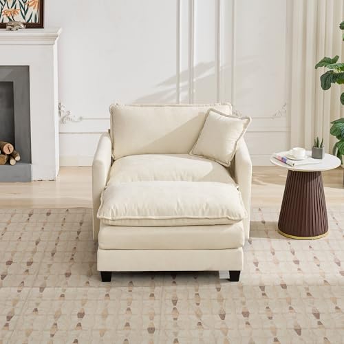 SoarFlash Chenille Sectional Middle Position Sofa, Beige - color: Beige, size: 1 Middle Seat
