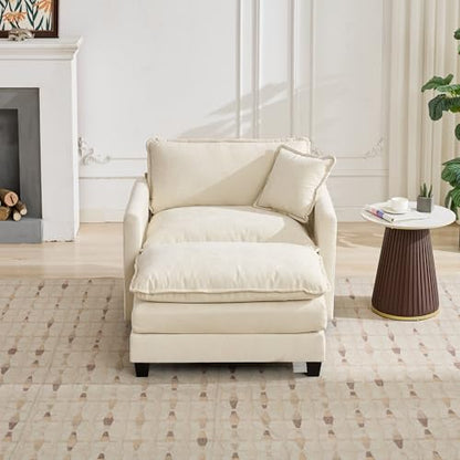 SoarFlash Chenille Sectional Middle Position Sofa, Beige - color: Beige, size: 1 Middle Seat