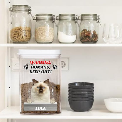 CALLIE Personalized Dog Food Storage Container, Airtight Cat Dog Treat Jar with Photo and Name, Pet Supplies Birthday Gift for Pet Owners Lovers, 6.3×4.13×3.35 Inch
