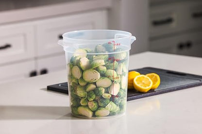 Cambro Food Storage Containers with Lids (BPA-Free) - 4 Quart - Food Grade Buckets with Lids (2 Pack) - For Dough Proofing and Brining (Translucent) - size: 8 inches diameter x 9 inches tall