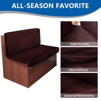 ANARACHON Leather Look RV Dinette Cushion Covers, Stretchable Camper Couch Cushion Covers Washable RV Bench Seat Cover for Travel Trailer Couch (1 Backrest Cover & 1 Bench Cover, 02 Red) - color: 02 Red, size: 1 Set