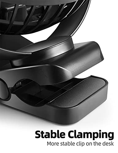 Viniper 6 inch Rechargeable Clip on Fan, 5000mah Battery Desk Fan : 360° Rotation & 3 Speeds Strong Wind Portable Fan, 8-30 Working Hours, Quiet and Powerful (Black) - color: Black, style: 5000mah Clip fan