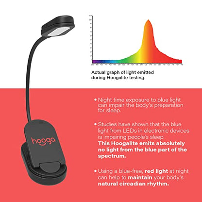 hooga Red Book Light, Rechargeable Clip On 625nm LED Light for Reading in Bed. No Blue Light Emitted, Eye Care Light for Strain-Free, Healthy Eyes. Gift for Students, Kids, Travel, Nursing, Studying. - color: Red
