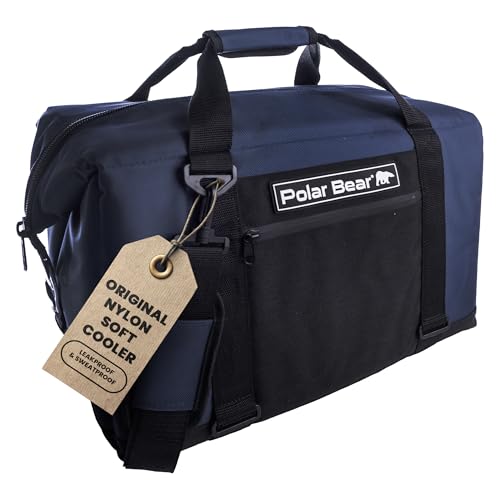 Polar Bear Coolers - Original Soft Cooler Bag - Insulated Leak Proof Beach Cooler Bag, Small Thermal Bags for Travel - Heavy Duty & Portable - Sweat Proof Picnic Carrier - Nylon - color: Navy, size: 24 Pack
