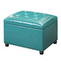 Ottoman with Storage,24" Leater Ottoman Foot Rest with Hinged Lid Small Rectangle Upholstered Tufted Foot Stools Ottomans for Bedroom Living Room Entryway,Teal Blue - color: Teal Blue