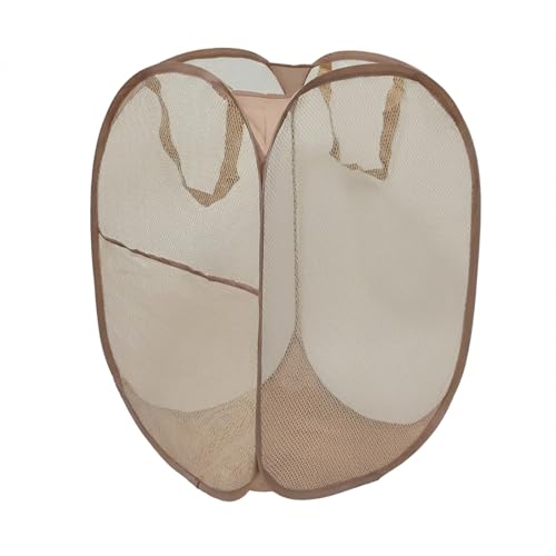 The upgraded pop-up laundry basket features a breathable side pocket mesh design, making it ideal for rooms, apartments, dormitories, travel, business trips, and children's storage (1,light brown) - color: Champagne