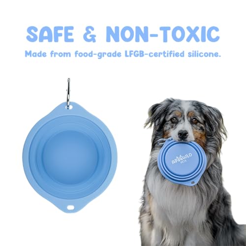 Collapsible Dog Bowl - 800ml/27 oz Portable Silicone Travel Water Bowl for Dogs with Carabiner | Foldable, Dishwasher Safe | Hiking, Camping Dog Essentials & Outdoor Pet Feeding - Blue - color: Blue