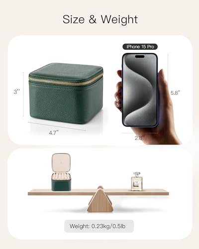 VLANDO Jewelry Travel Case,Travel Jewelry Organizer with Clear Velvet Jewelry Bags 6Pcs Zipper Pouch for Women Girl Christmas Wedding Gift-Green - color: B.6PCS Green