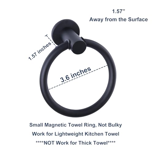 Magnetic Towel Holder for Refrigerator, Magnet Towel Ring Hand Towel Bar Hook Hanger for Fridge, Kitchen Dishwasher, Stove, Oven, Sink, Laundry Washer, Dryer, Black